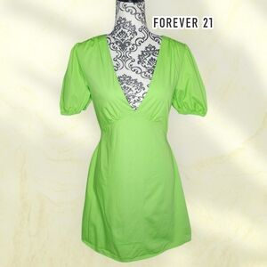 FOREVER 21 Lime Back Tie-Up Mini Dress - Medium